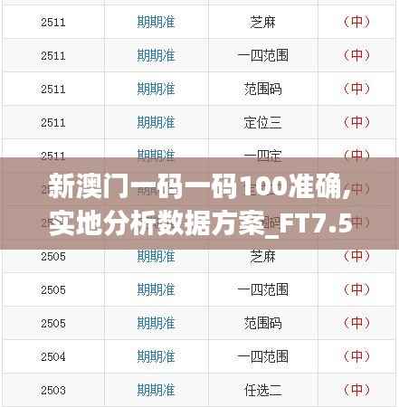 新澳门一码一码100准确,实地分析数据方案_FT7.587