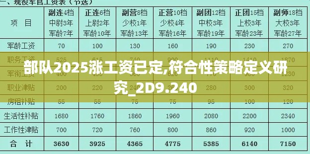 部队2025涨工资已定,符合性策略定义研究_2D9.240
