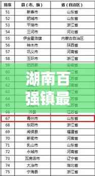 湖南百强镇最新排行榜揭晓:经济活力与地域特色并存