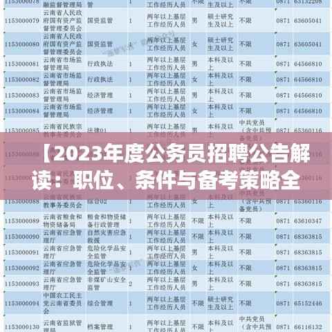 【2023年度公务员招聘公告解读:职位、条件与备考策略全解析】