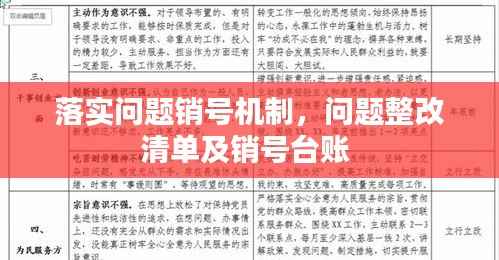 落实问题销号机制，问题整改清单及销号台账 