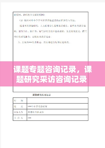 课题专题咨询记录，课题研究采访咨询记录 