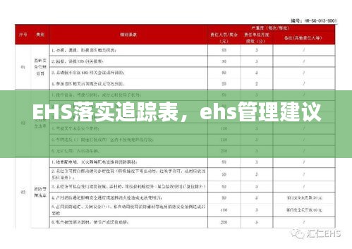 EHS落实追踪表,ehs管理建议